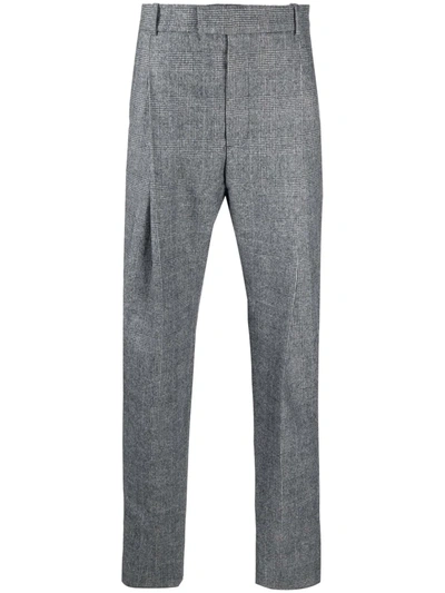 Shop Alexander Mcqueen Check-pattern Tapered Wool Trousers In 黑色
