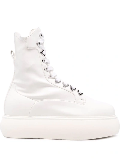 Attico Selene Flatform Ankle Boots In 白色