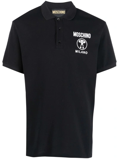 Shop Moschino Chest Logo-print Polo Shirt In Black