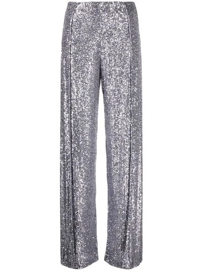 Shop Tom Ford Sequined Wide-leg Trousers In Silver