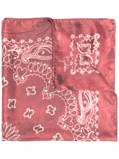 Shop Golden Goose Paisley-print Silk Scarf In Red