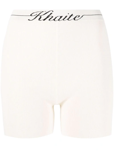 Khaite Bryant Intarsia Ribbed-knit Shorts In 中性色