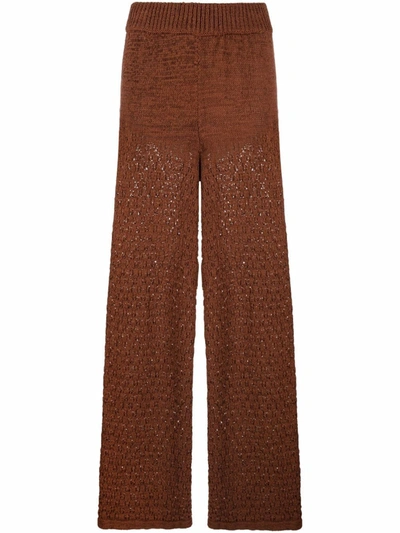 Shop Rotate Birger Christensen Calla Knitted Trousers In 褐色