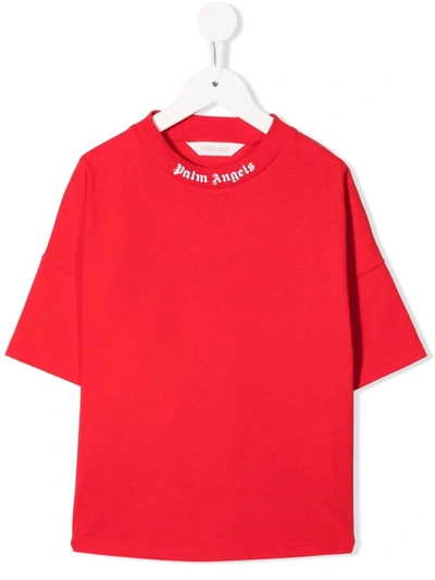 Shop Palm Angels Logo-neck T-shirt In 红色