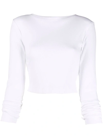 Shop Styland Organic Cotton Cropped Top In 白色