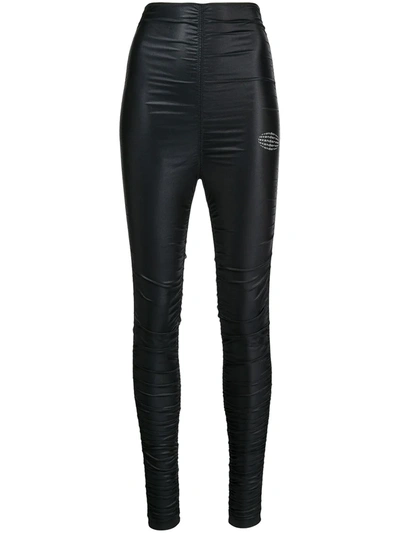 Alexander Wang High Waist Stretch Satin Jersey Ruched Leggings In