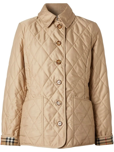 Shop Burberry Diamond-quilted Jacket In Neutrals