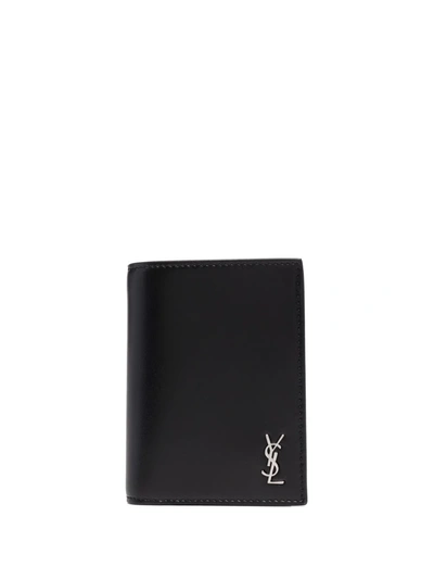 Shop Saint Laurent Logo-plaque Wallet In Black