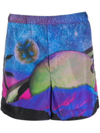 Shop Valentino Graphic-print Swim Shorts In Blue