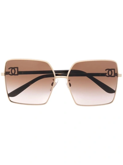 Shop Dolce & Gabbana Gros Grain Square-frame Sunglasses In Brown