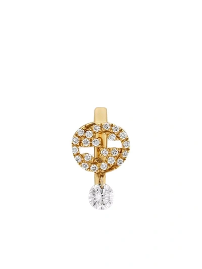 Shop Gucci 18kt Yellow Gold Interlocking G Diamond Earring