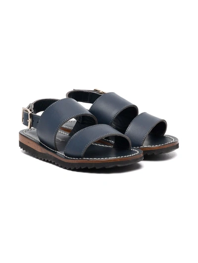 Shop Bonpoint Leather Open-toe Sandals In Blue