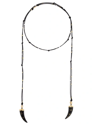 Shop Isabel Marant Wraparound Buffalo-horn Necklace In Black