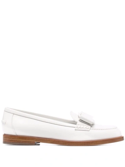 Shop Ferragamo Viva Bow-embellished Loafers In White