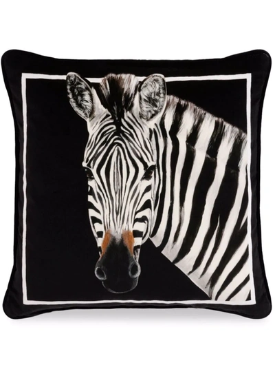 Shop Dolce & Gabbana Small Zebra-print Velvet Cushion In Black