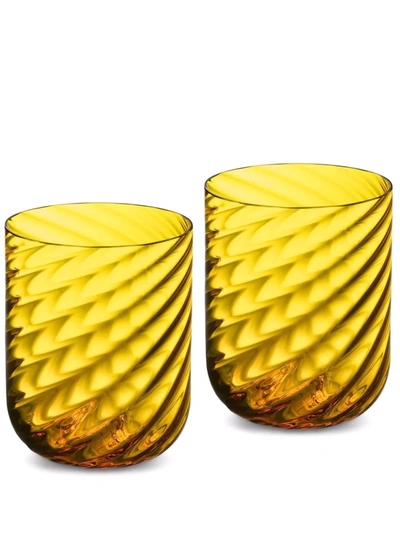 Shop Dolce & Gabbana Hand-blown Murano Water Glasses (set Of 2) In Yellow