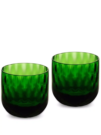 Shop Dolce & Gabbana Hand-blown Murano Shot Glasses (set Of 2) In Green