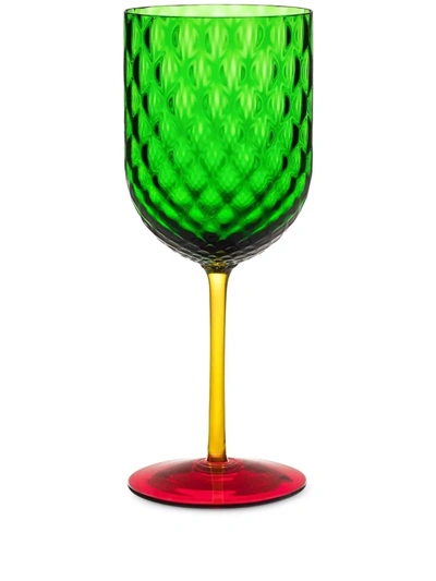 Dolce & Gabbana Hand-blown Murano Red Wine Glass In Green