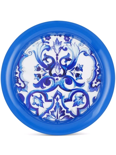 Shop Dolce & Gabbana Mediterranean Print Tray (42cm) In Blue