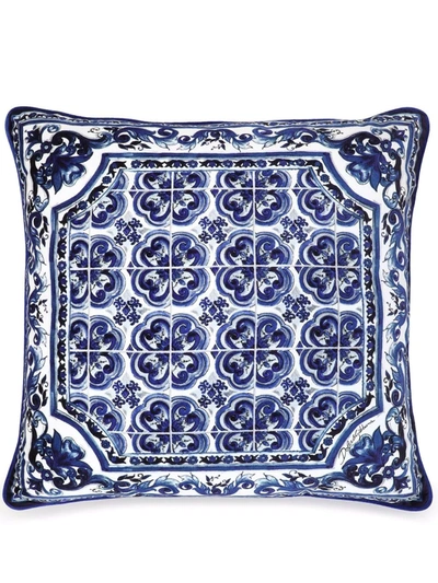 Shop Dolce & Gabbana Mediterraneo-print Cushion In Blue