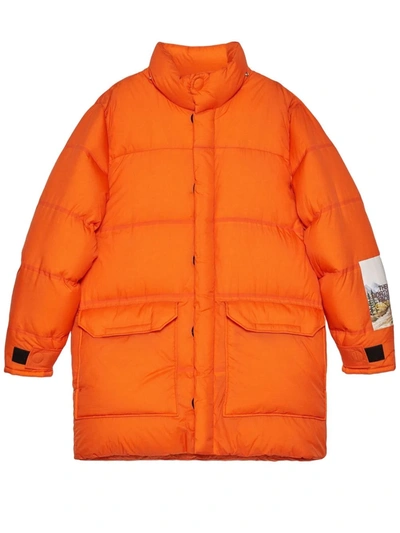 Shop Gucci X The North Face Padded Coat In Orange