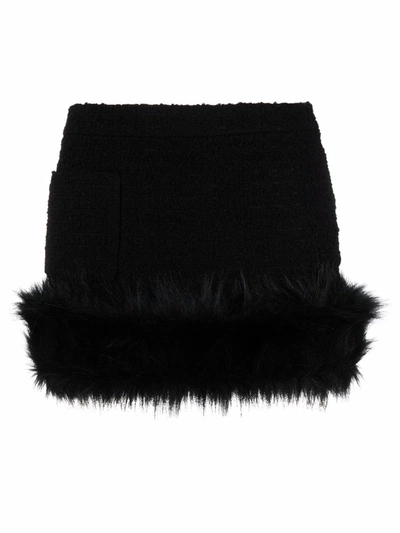 Shop Saint Laurent Tweed Mini Skirt In Black