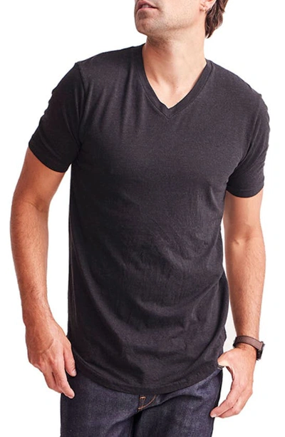 Shop Goodlife Overdyed V-neck Curved Hem T-shirt In Black