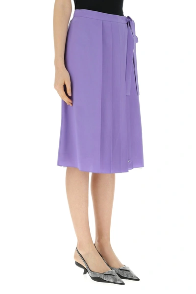 Prada Crepe De Chine Wraparound Skirt in Purple Womens Clothing Skirts Knee-length skirts 