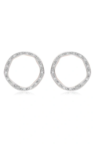 Shop Monica Vinader Riva Large Circle Diamond Stud Earrings In Rose Gold/ Diamond