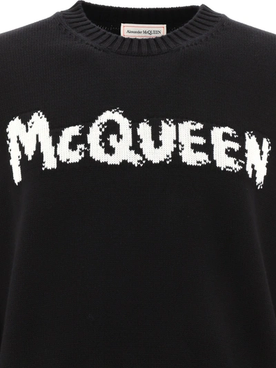 Shop Alexander Mcqueen "graffiti" Sweater In Black  