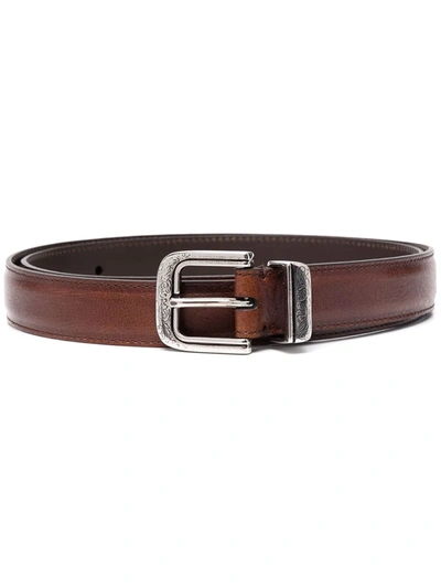 Shop Brunello Cucinelli Buckled Leather Belt In Braun