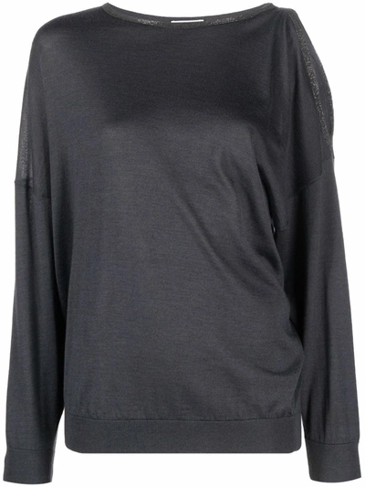 Brunello Cucinelli Single Cold-shoulder Jumper In Grau