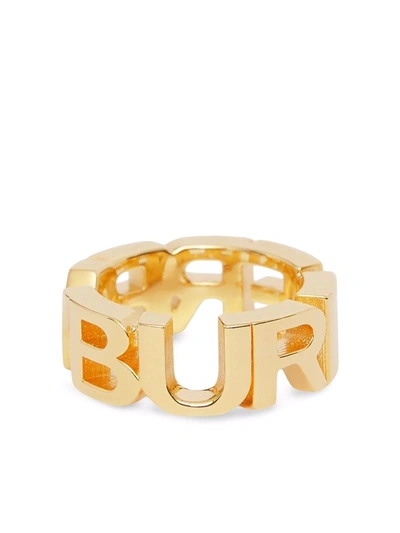 Shop Burberry Gold-plated Logo Ring