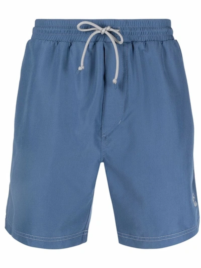 Shop Brunello Cucinelli Logo-embroidered Swimming Shorts In Blau