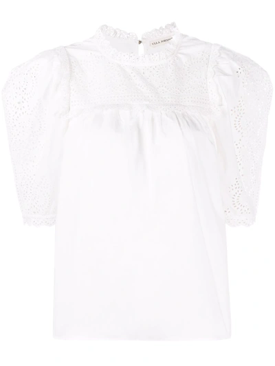 Shop Ulla Johnson Yvonne Puff-sleeve Broderie Blouse In Weiss