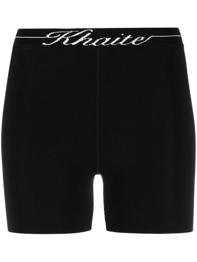 Shop Khaite Bryant Logo Biker Shorts In Schwarz