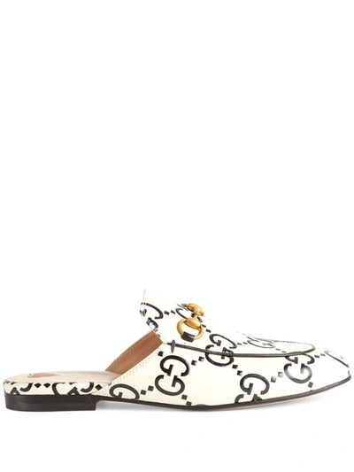 Shop Gucci Princetown Gg Slippers In Weiss