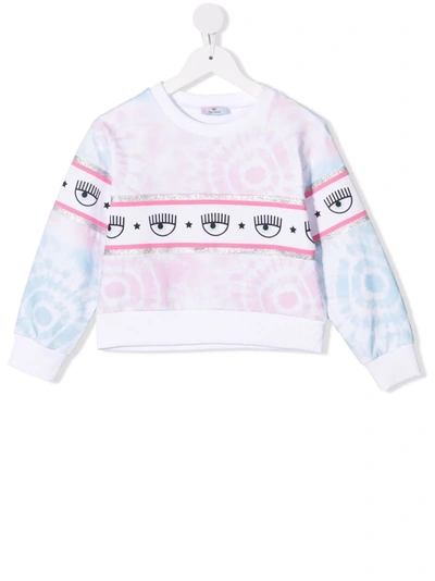 Chiara Ferragni Multicolor Sweatshirt For Girl With Iconic Eyes In Pink