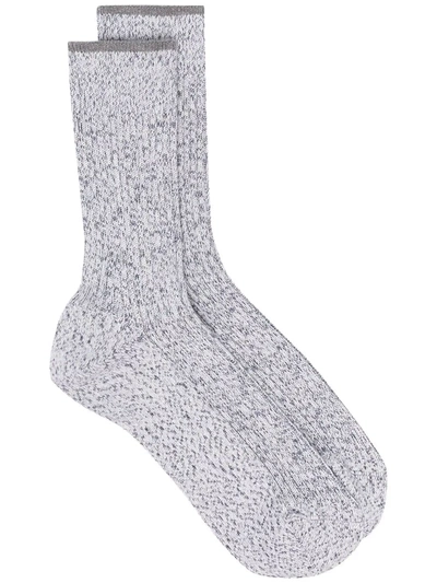 Brunello Cucinelli Tonal Knitted Socks In Blue
