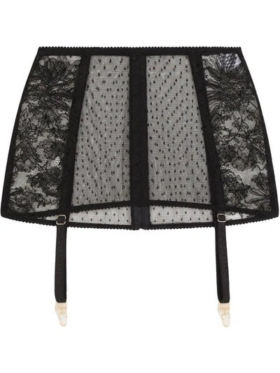 Shop Dolce & Gabbana Lace Shaper Suspenders In Black