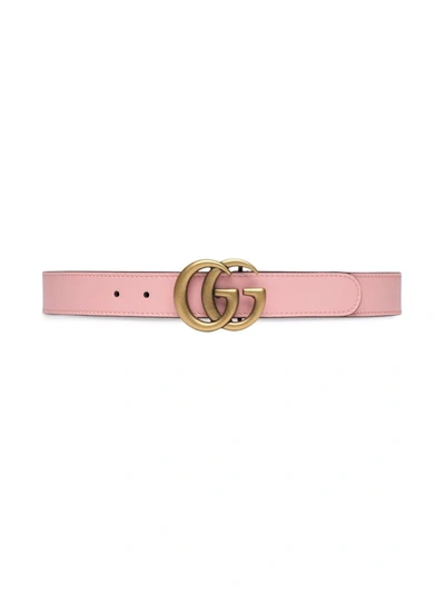 Shop Gucci Double G Leather Belt In Pink