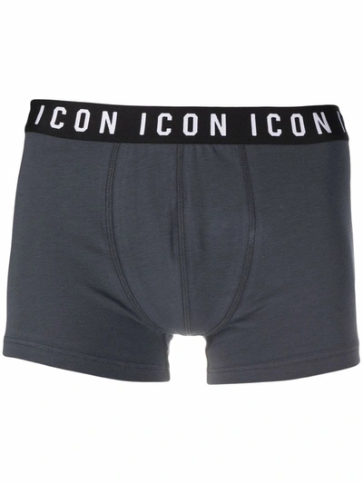 Shop Dsquared2 Icon Stretch-cotton Boxers In Grey