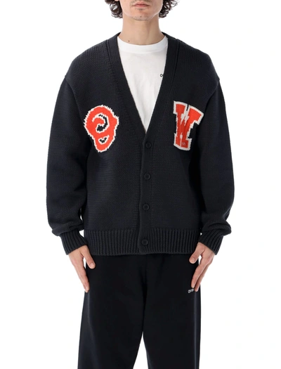 Shop Off-white Ow Patch Knit Cardigan In Black Orange