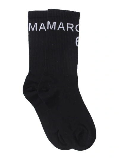 Shop Mm6 Maison Margiela Socks With Logo In Nero