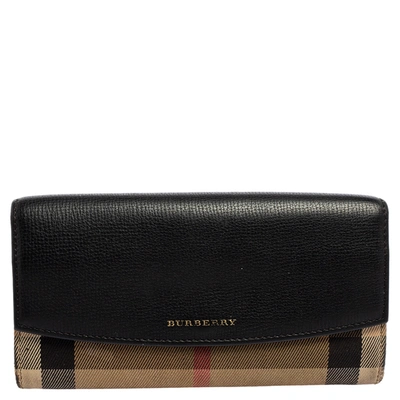 Burberry Pink House Check Canvas and Leather Grainporter Continental Wallet  Burberry