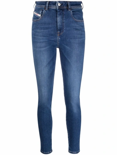 Shop Diesel Slandy High-waisted Jeans In Blue