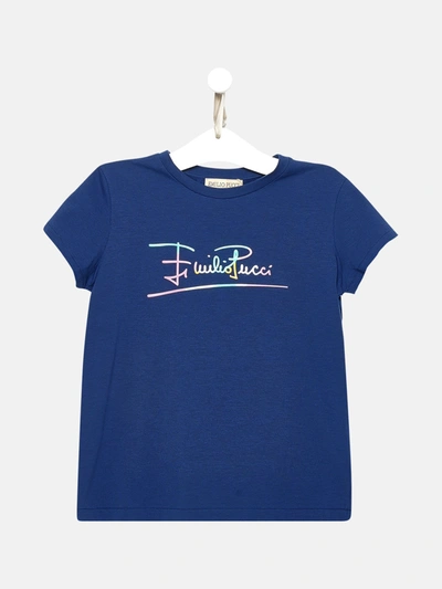 Shop Emilio Pucci Blue Cotton T-shirt