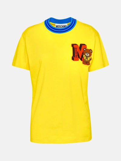 Shop Moschino Yellow Cotton T-shirt