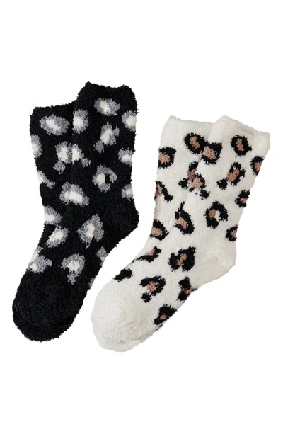 Shop Stems 2-pack Cozy Leopard Print Socks In Multi