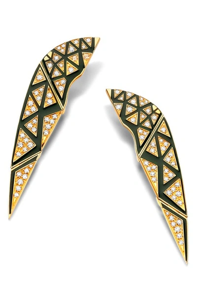 Shop Bare Thebes Sphinx Diamond Drop Earrings In Yellow Gold